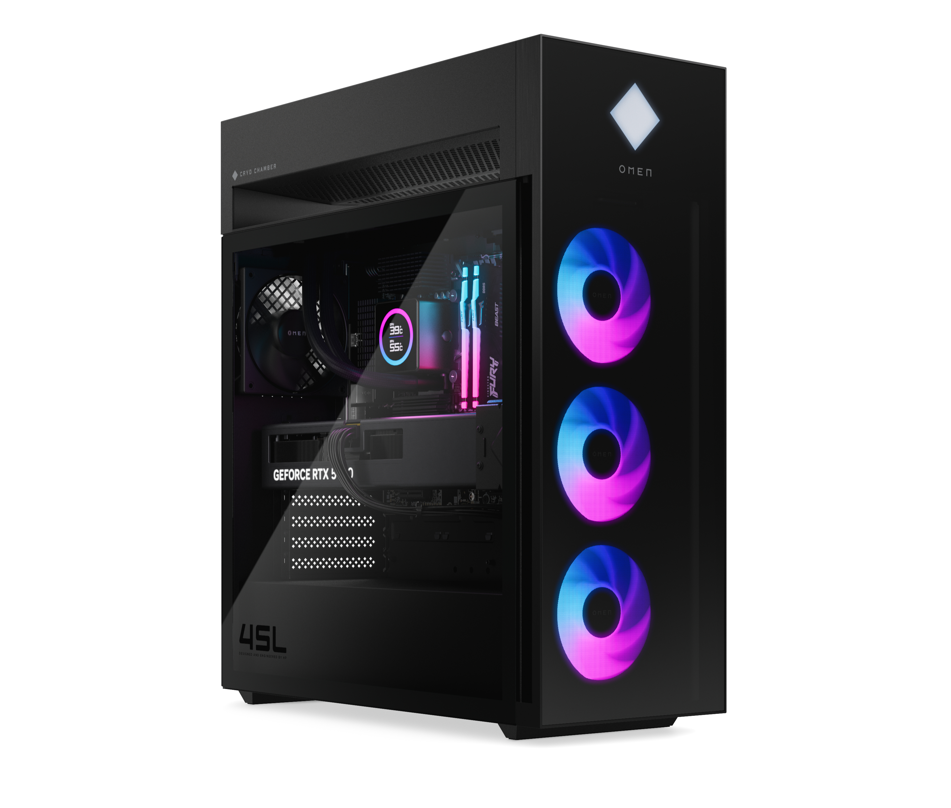 HP OMEN 45L by HP GT22-3093ng - microATX - Core Ultra 9 285K - RAM 32 GB - SSD 2 TB - NVMe - GeForce RTX 5080 - 1GbE, 2.5GbE, Wi-Fi 6E, Bluetooth 5.3 - WLAN: 802.11a/b/g/n/ac/ax (Wi-Fi 6E)