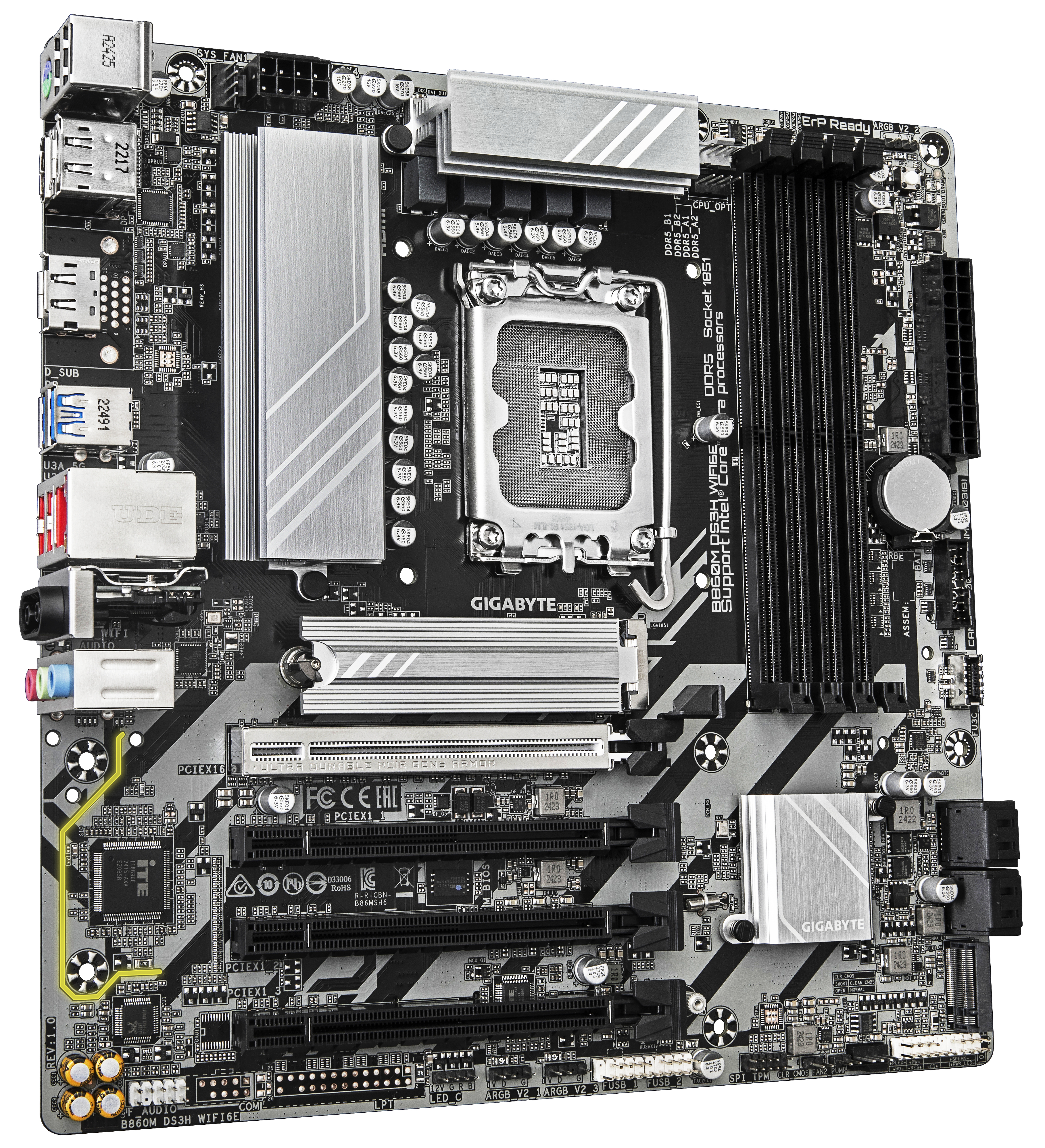 Gigabyte B860M DS3H WIFI6E - Motherboard - micro ATX - LGA1851-Sockel - B860M Chipsatz - USB-C 3.2 Gen 1, USB 3.2 Gen 2, USB 3.2 Gen 1 - Bluetooth, Wi-Fi 6E, 2.5 Gigabit LAN - Onboard-Grafik (CPU erforderlich)