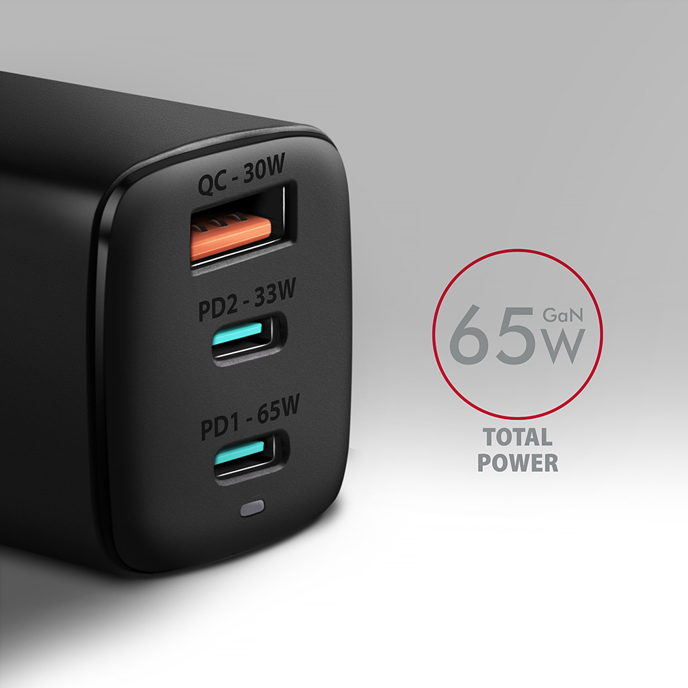 Axagon ACU-DPQ65 cargador de dispositivo m�vil Smartphone Negro Corriente alterna Carga r�pida Interior