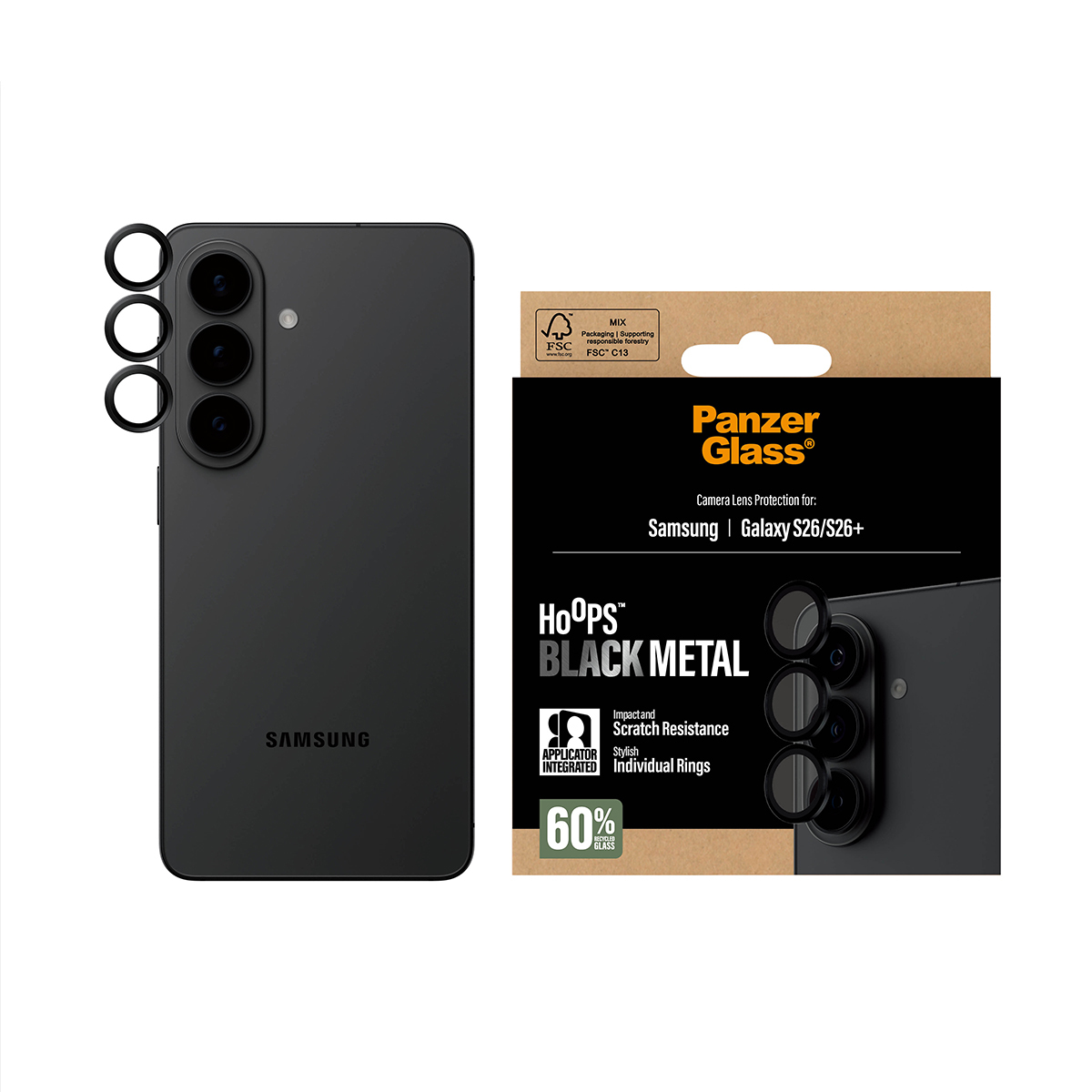 PanzerGlass Hoops Kameraschutz Schwarz Samsung Galaxy S26| S26+