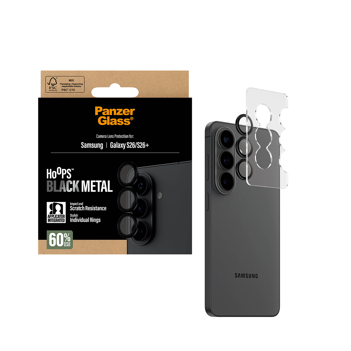 PanzerGlass Hoops Kameraschutz Schwarz Samsung Galaxy S26| S26+