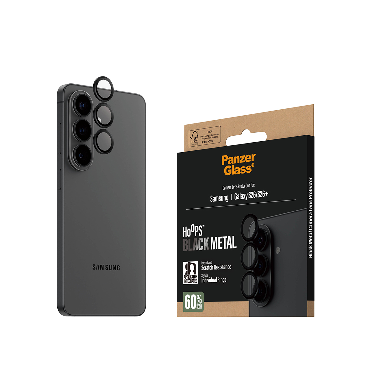 PanzerGlass Hoops Kameraschutz Schwarz Samsung Galaxy S26| S26+