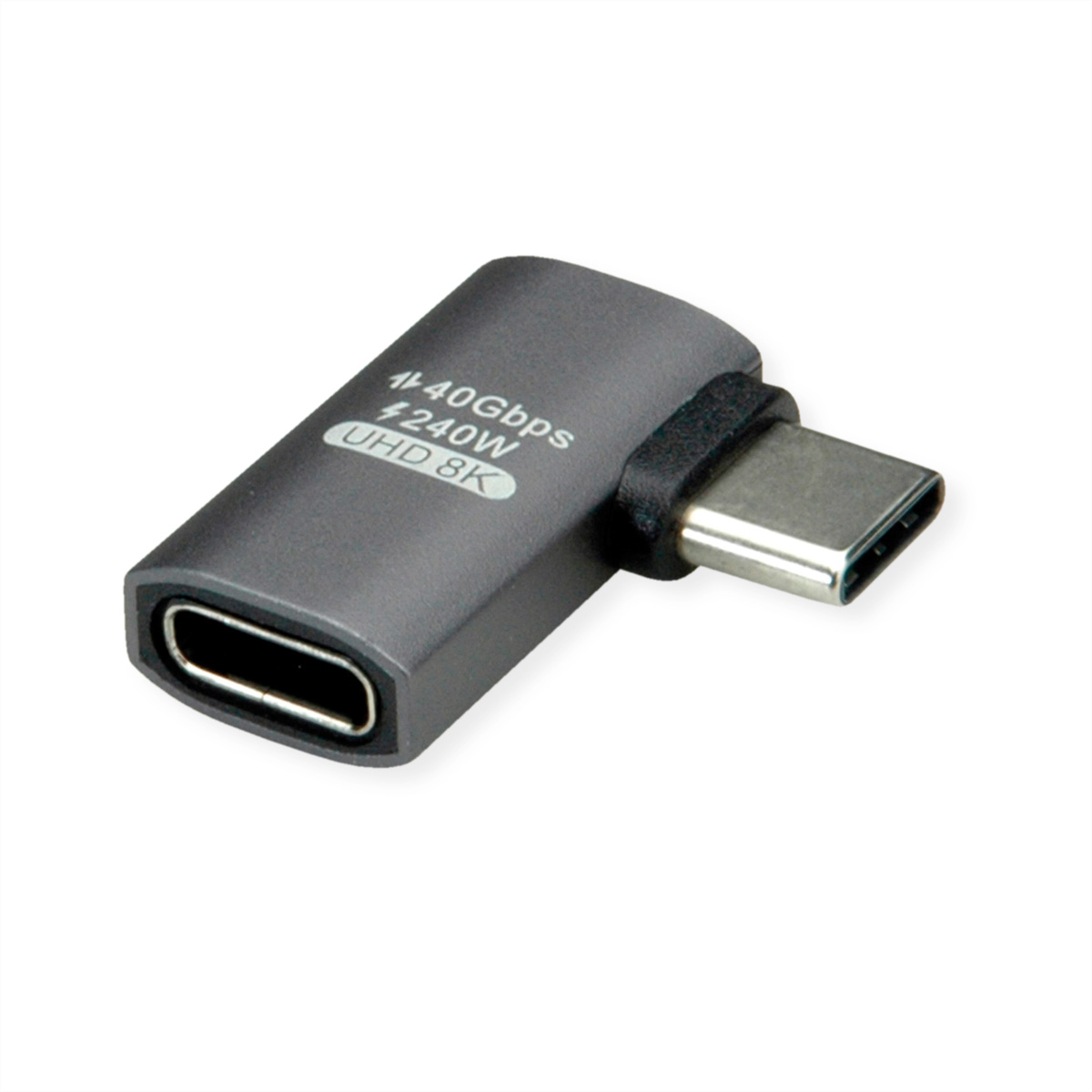 ROLINE USB4 40G Typ C Adapter ST/BU 90� flach Alu