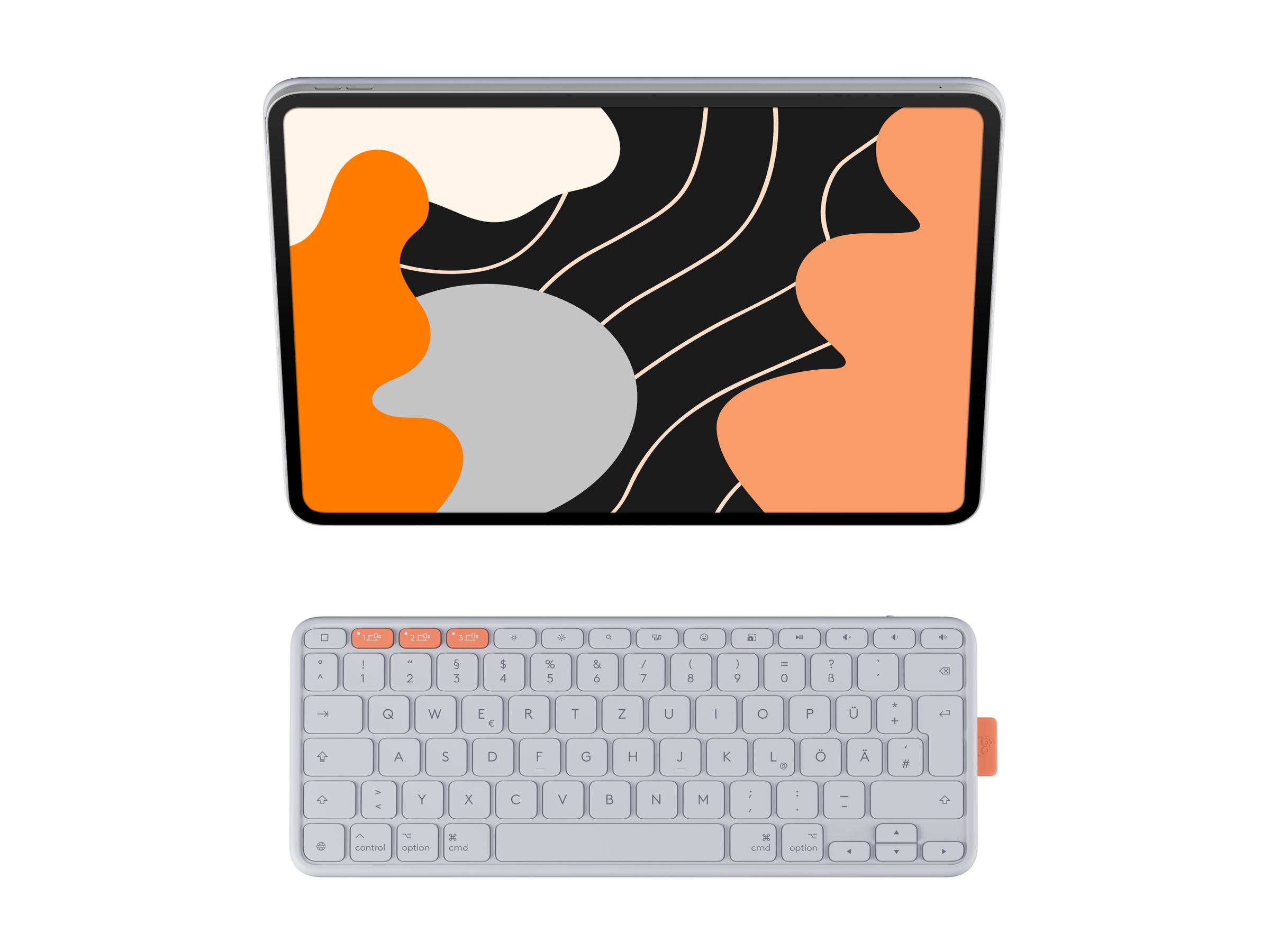 Logitech Flip Folio - Tastatur und Folioh�lle - full size - kabellos - Bluetooth 5.1 LE - QWERTZ - Deutsch - Pale Gray - f�r Apple 13-inch iPad Air (M2, M3)