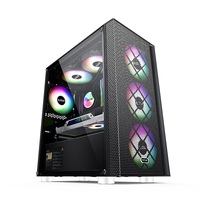 Pccooler PLATINUM-MM200 MESH Gehuse in Schwarz - Midi Tower - PC - Schwarz - ATX - micro ATX - SPCC - Gehrtetes Glas - Gaming