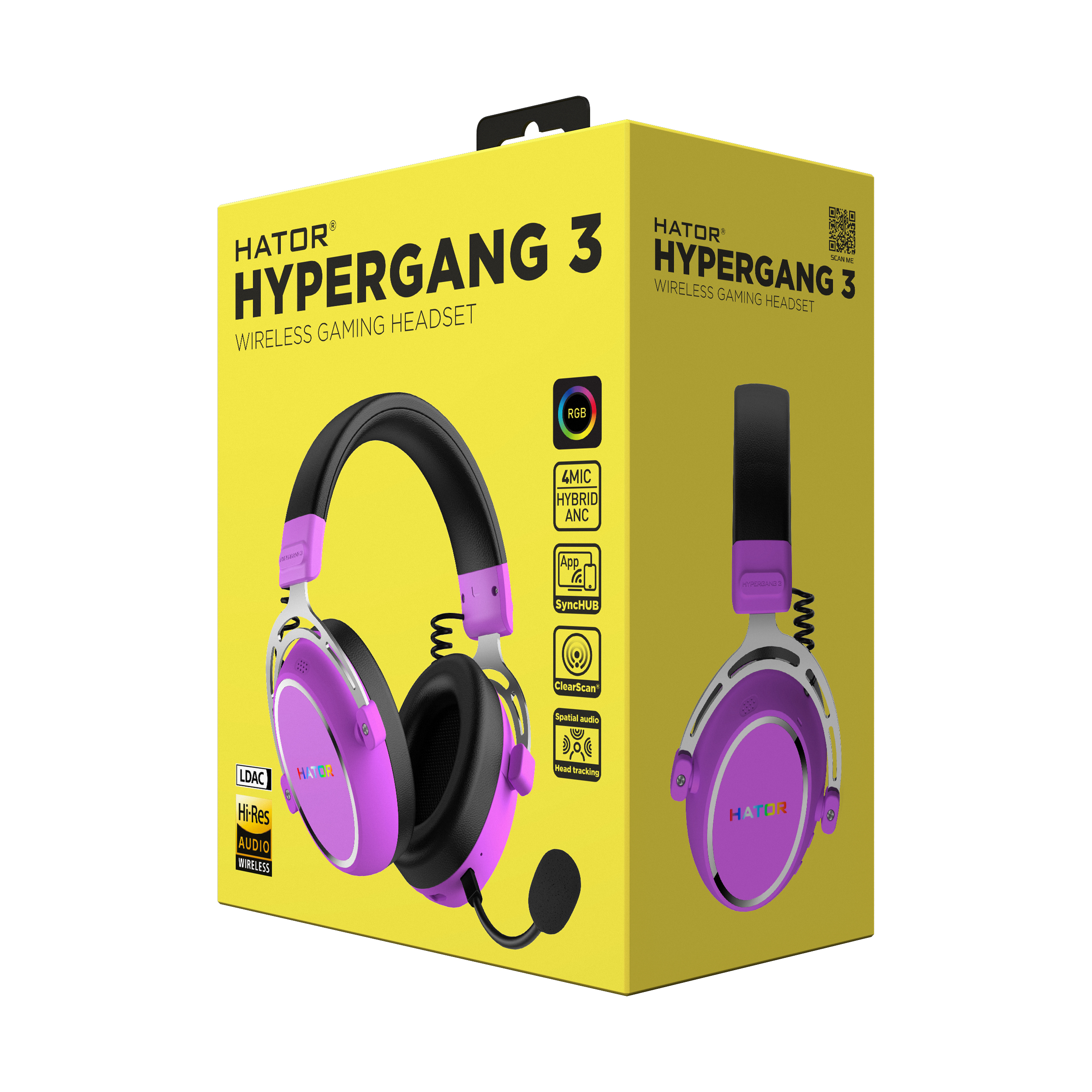 HATOR Hypergang 3 Wireless Casque Sans fil Arceau Jouer USB Type-C / USB Type-A Bluetooth Violet