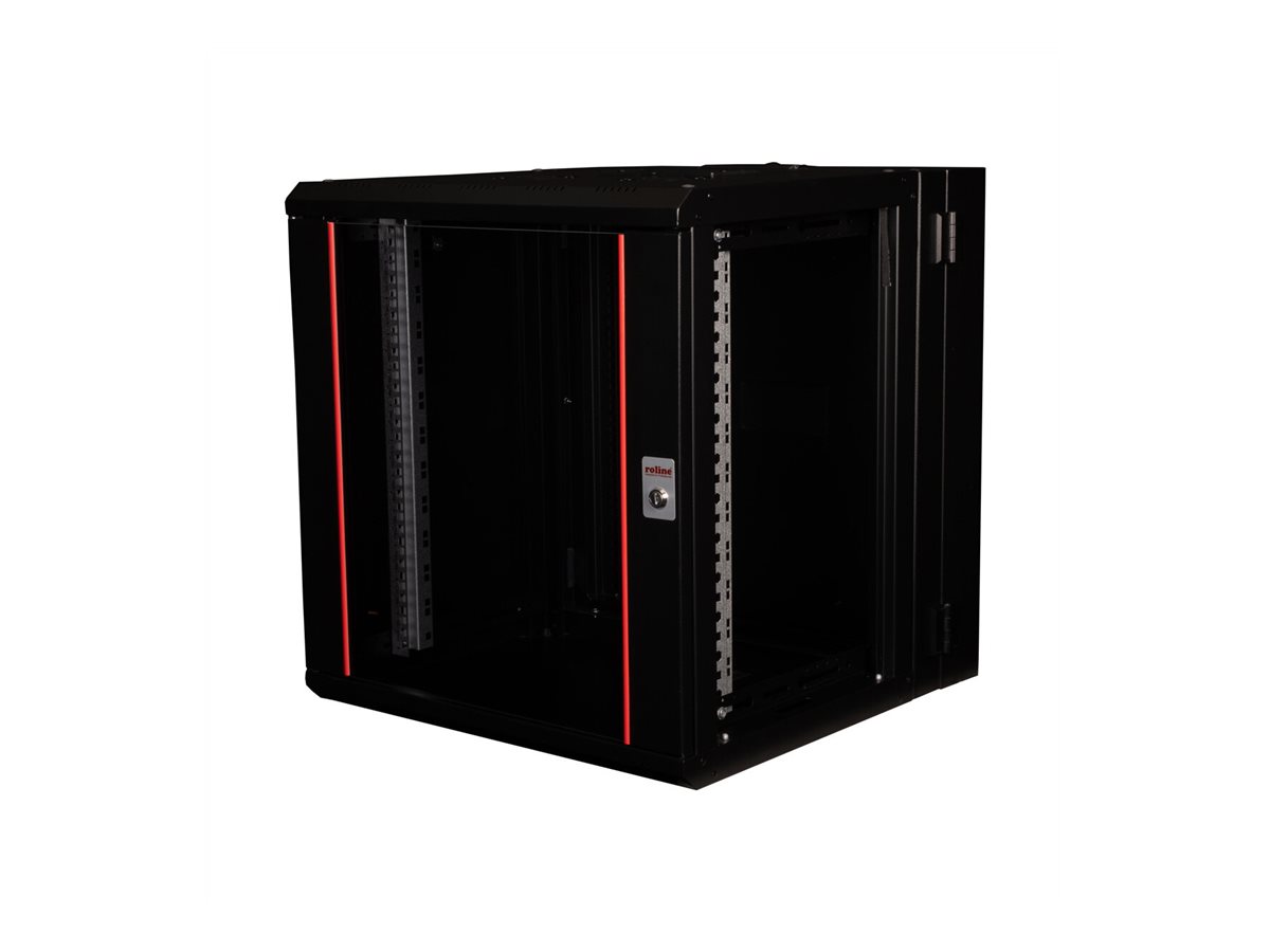 ROLINE 19-inch wall-mounted housing Pro 12 U, 600x600 WxD two-piece swivelling black