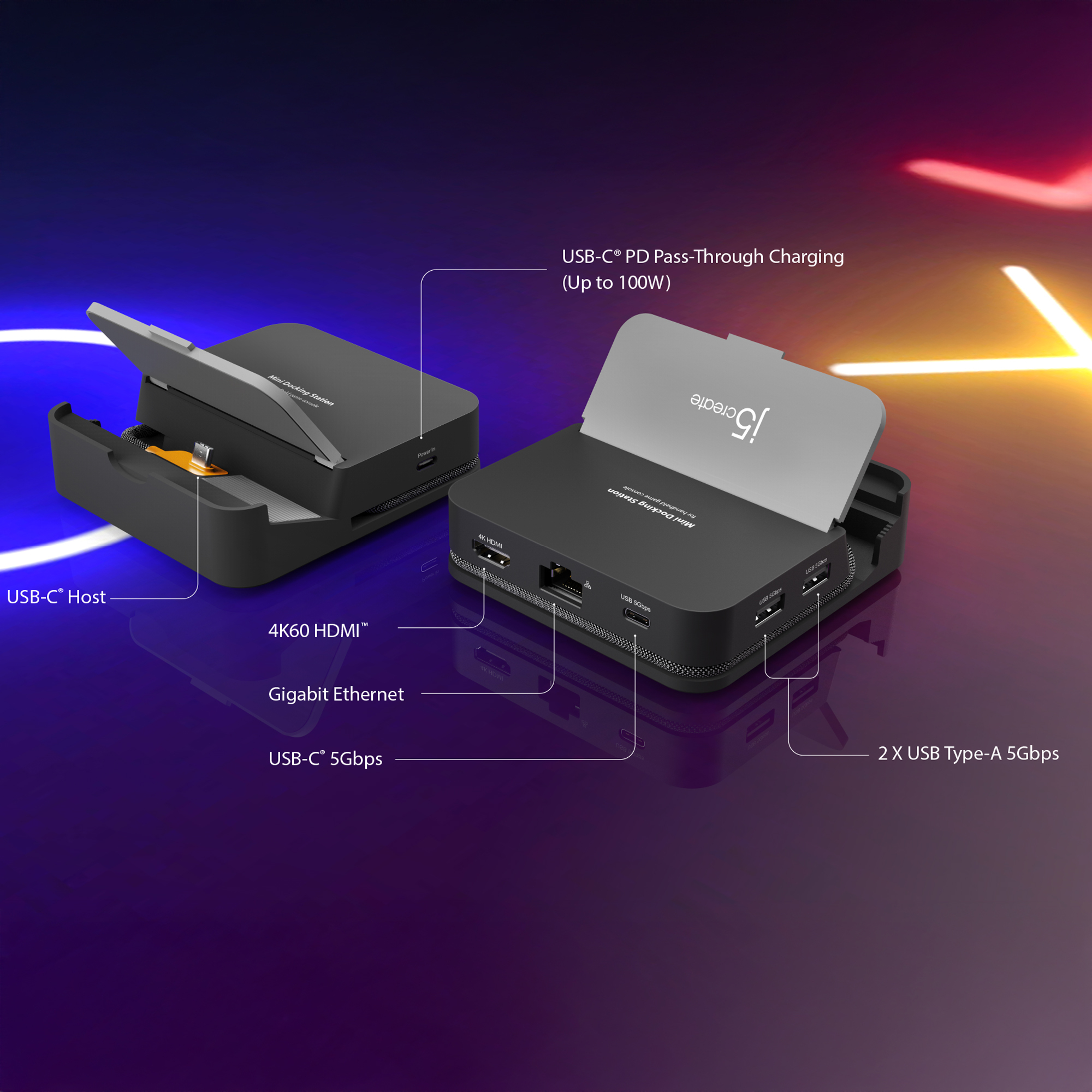 j5create Omni Side Dock pour Nintendo Switch 2 et Steam Deck