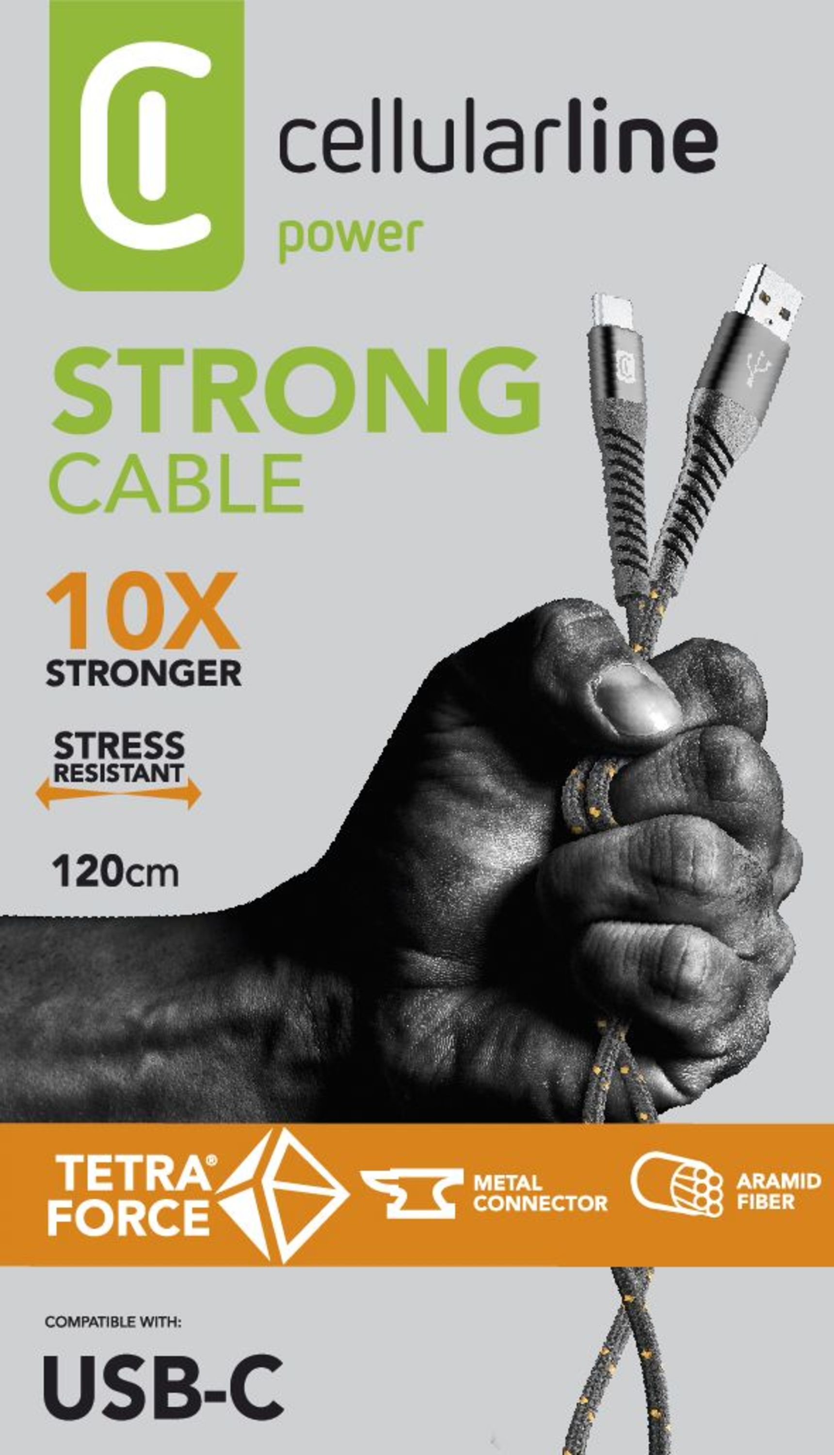 Cellularline TETRACABTYC1MK cable USB 1,2 m USB A USB C Negro