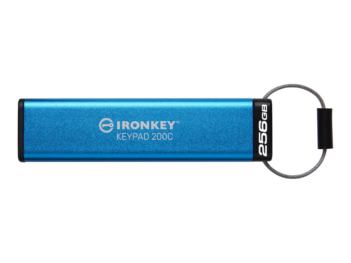 Kingston Technology IronKey Keypad 200 USB flash drive 256 GB USB Type-C 3.2 Gen 1 (3.1 Gen 1) Blue