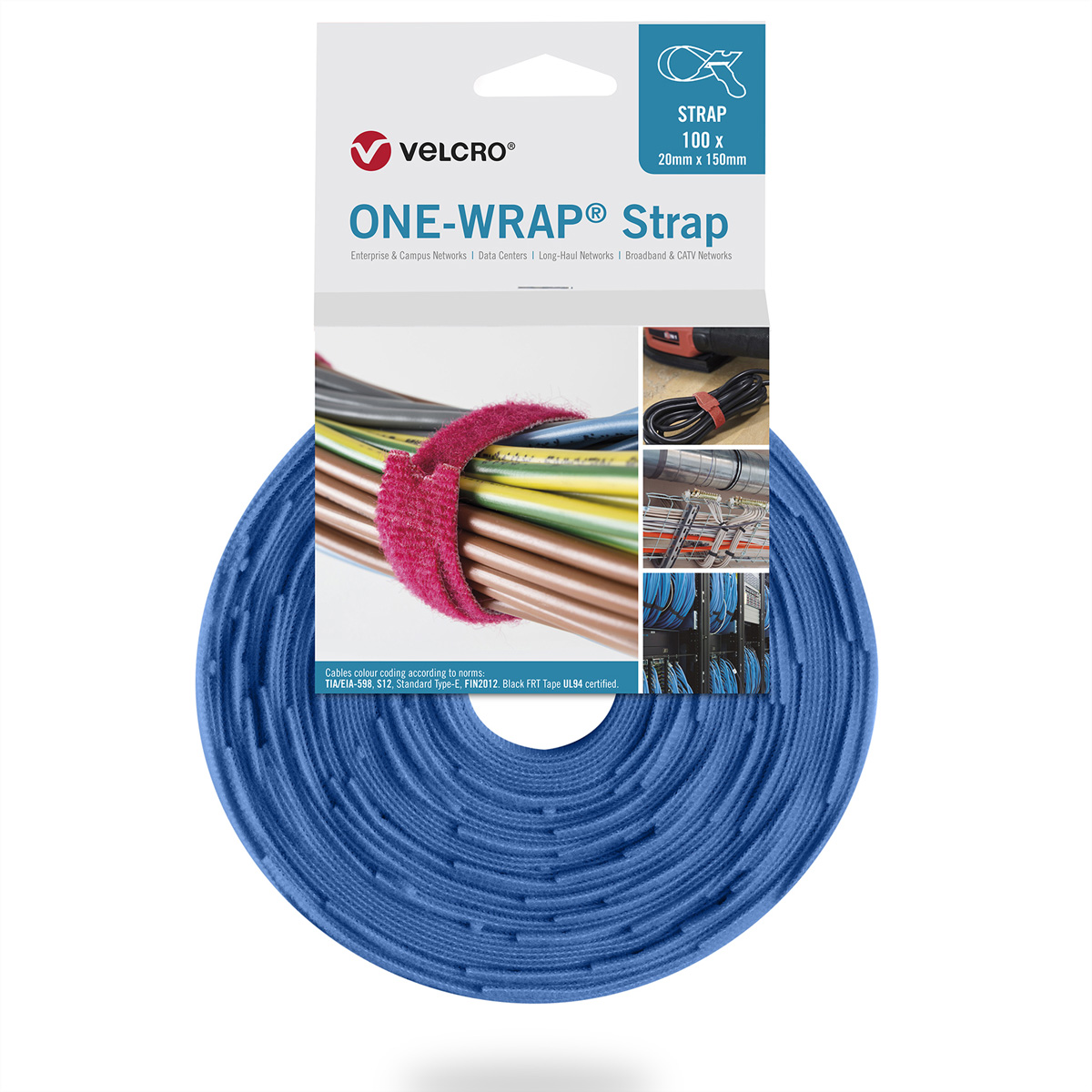 VELCRO ONE-WRAP - L�sbarer Kabelbinder - Polypropylen (PP) - Velcro - Blau - 150 mm - 20 mm - 100 St�ck(e)