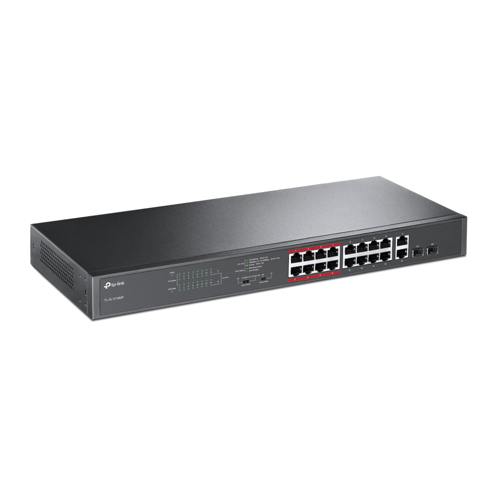 TP-LINK TL-SL1218MP - Switch - unmanaged - 16 x 10/100 (PoE+)