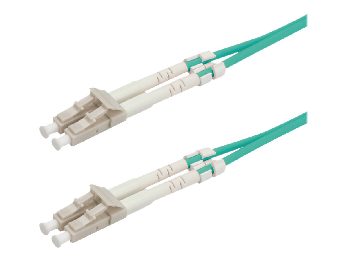 Value Fibre Optic Jumper Cable, 50/125m, LC/LC, OM3, turquoise 0.5 m