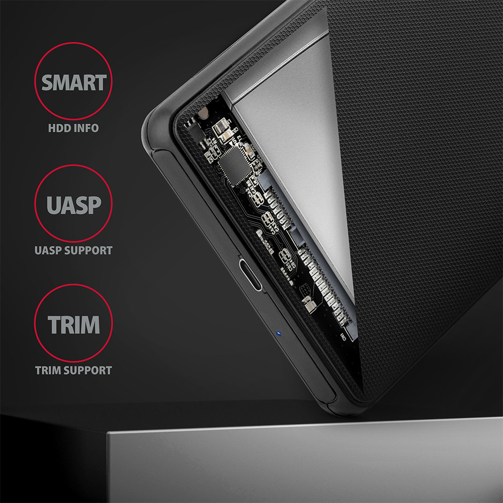 AXAGON EE25-SLC - HDD / SSD-Gehuse - 2.5 Zoll - Serial ATA III - 6 Gbit/s - USB Anschluss - Schwarz