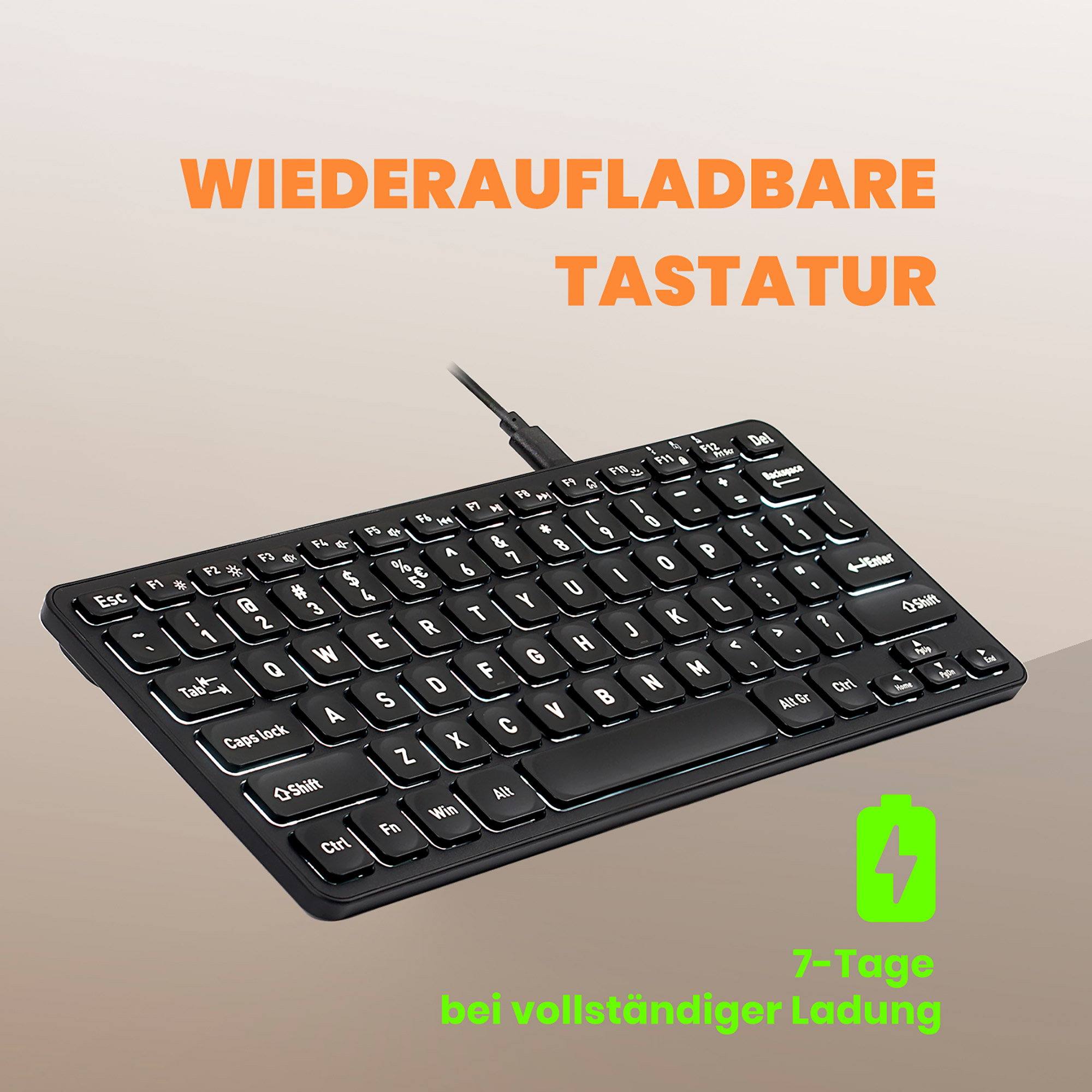 Perixx PERIBOARD-732B DE keyboard RF Wireless + USB QWERTZ German Black
