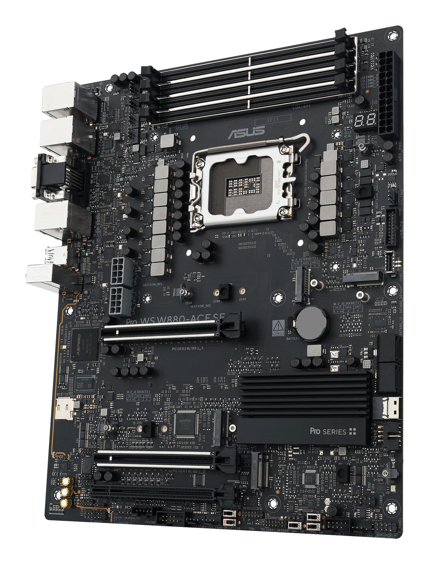 ASUS Pro WS W880-ACE SE - Motherboard - ATX - LGA1851-Sockel - W880 Chipsatz - USB4, USB 3.2 Gen 2x2, USB 3.2 Gen 2, USB 3.2 Gen 1 - 2 x 2.5 Gigabit LAN, Gigabit LAN - Onboard-Grafik - HD Audio (8-Kanal)