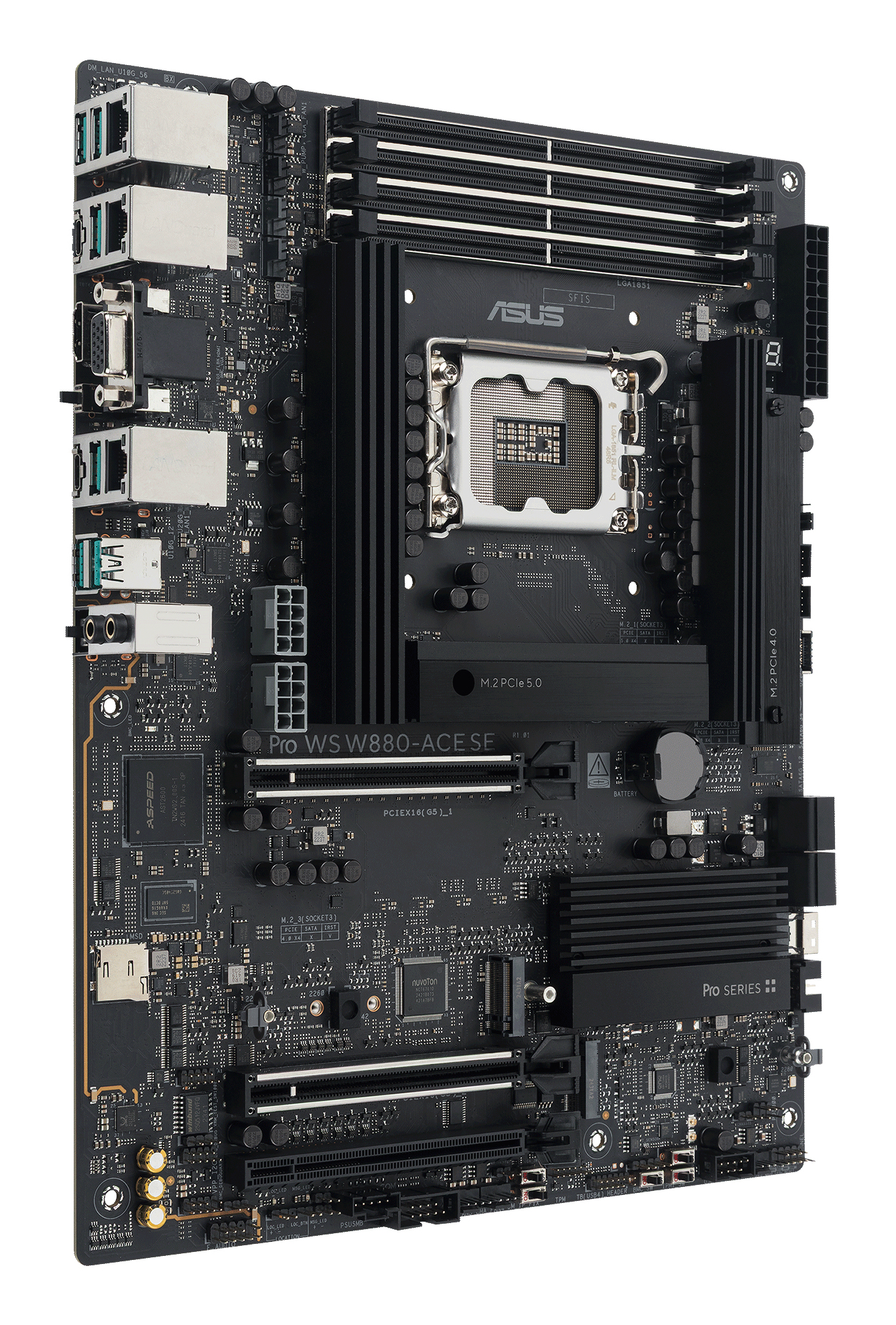 ASUS Pro WS W880-ACE SE - Motherboard - ATX - LGA1851-Sockel - W880 Chipsatz - USB4, USB 3.2 Gen 2x2, USB 3.2 Gen 2, USB 3.2 Gen 1 - 2 x 2.5 Gigabit LAN, Gigabit LAN - Onboard-Grafik - HD Audio (8-Kanal)