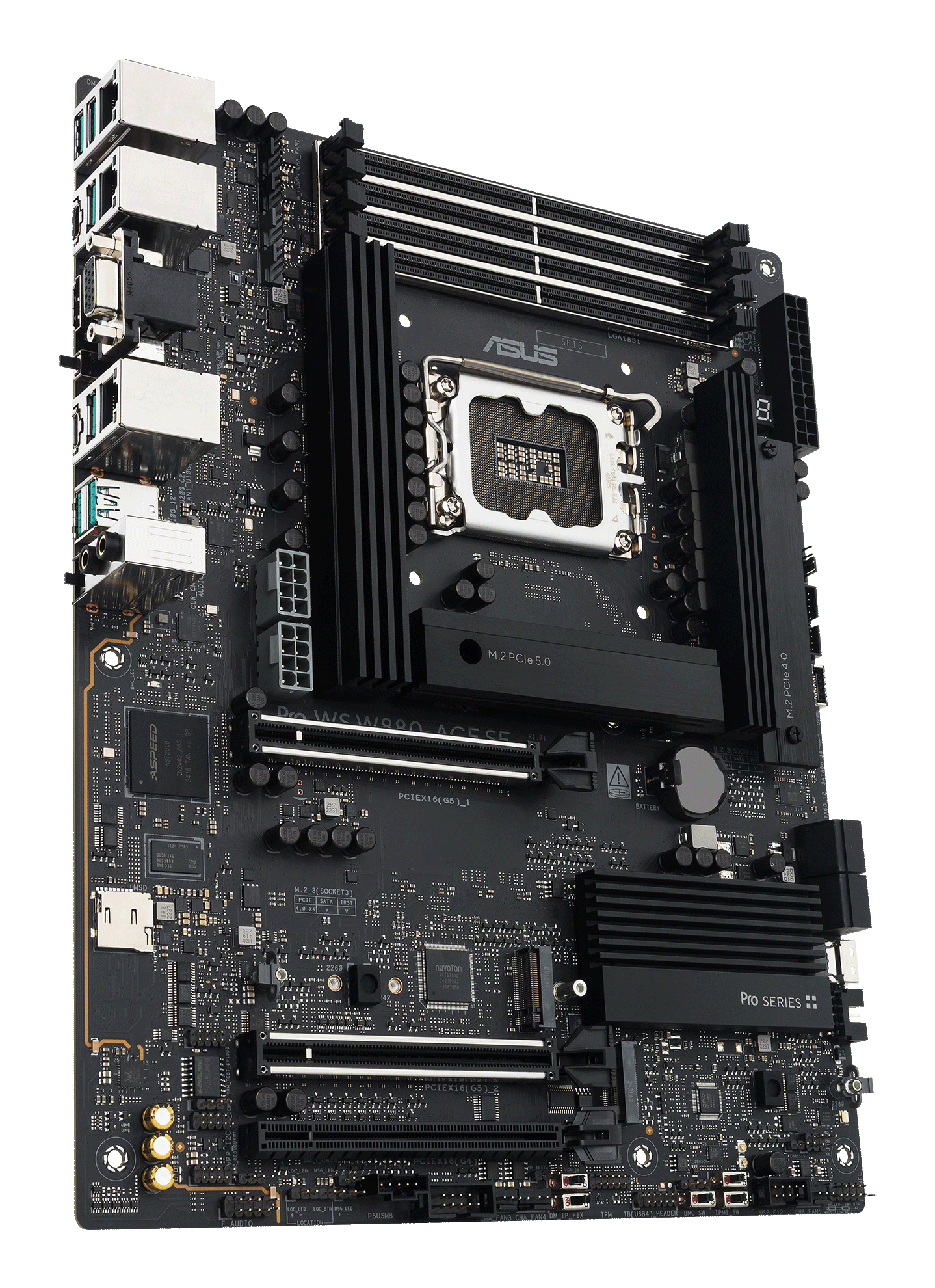 ASUS Pro WS W880-ACE SE - Motherboard - ATX - LGA1851-Sockel - W880 Chipsatz - USB4, USB 3.2 Gen 2x2, USB 3.2 Gen 2, USB 3.2 Gen 1 - 2 x 2.5 Gigabit LAN, Gigabit LAN - Onboard-Grafik - HD Audio (8-Kanal)