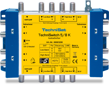 TechniSat TechniSwitch 5/8 K Grigio, Giallo