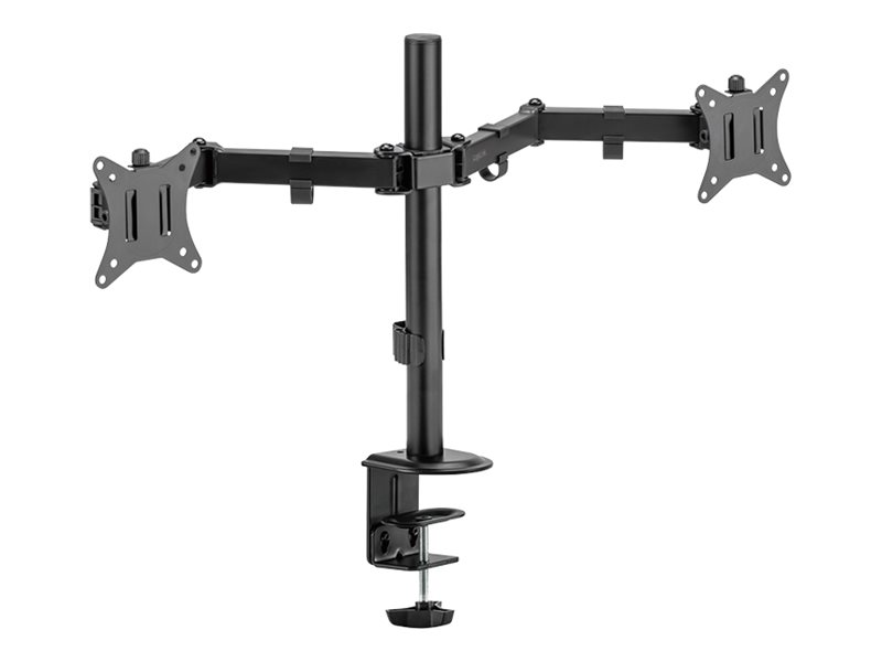 LogiLink Befestigungskit (Tischmontage) - einstellbarer Doppelarm - f�r 2 Monitore - Arml�nge: 376 mm - Kunststoff, Stahl - Schwarz - Bildschirmgr��e: 43.2-81.3 cm (17-32)