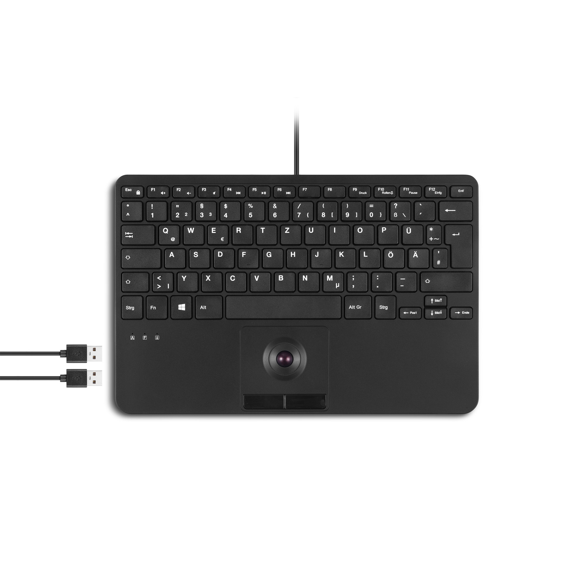 Perixx PERIBOARD-526 H DE Kabelgebundene Mini-USB-Tastatur Trackball USB - Trackball - Optisch