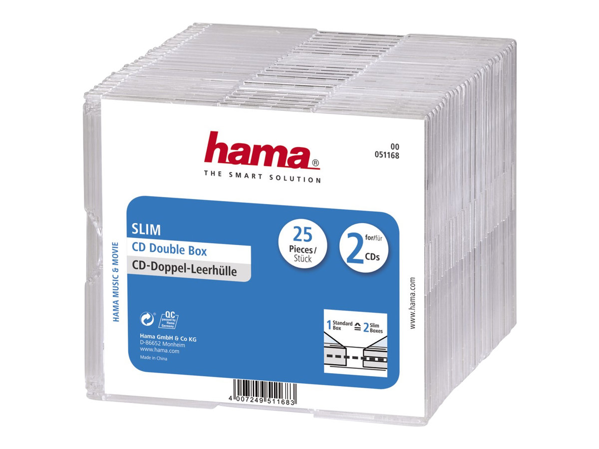Hama 00051168 optical disc case Slimline case 2 discs Transparent