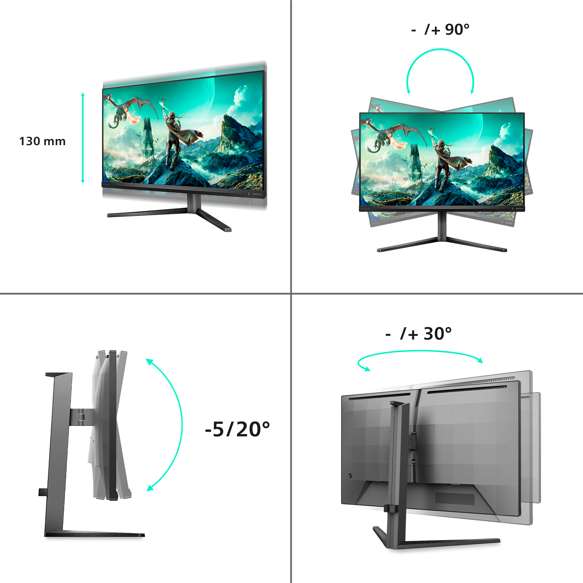 Philips Evnia 3000 27M2N3800A/00 pantalla para PC 68,6 cm (27) 3840 x 2160 Pixeles 4K Ultra HD LCD Negro