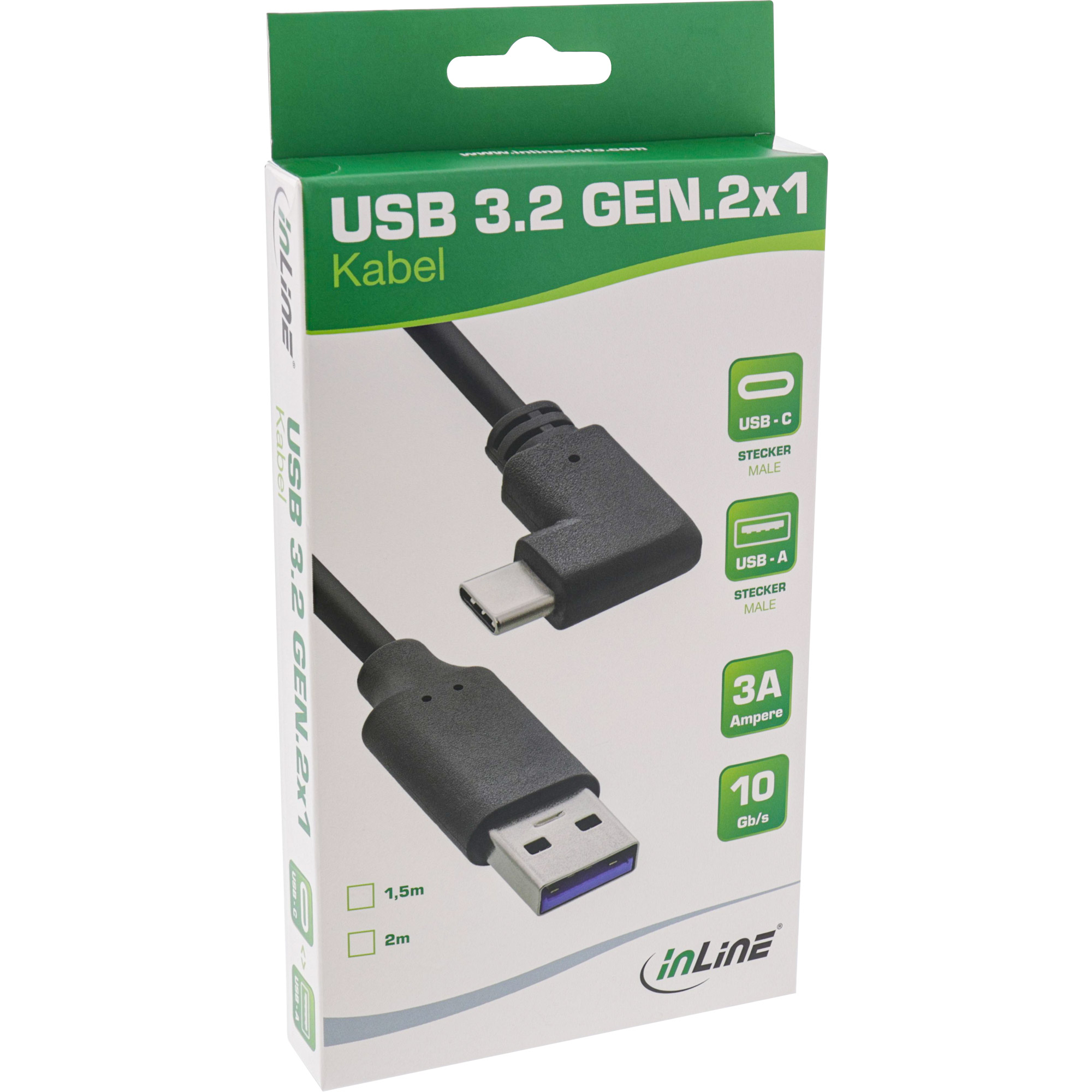 InLine 35714W cble USB 1,5 m USB 3.2 Gen 2 (3.1 Gen 2) USB C USB A Noir