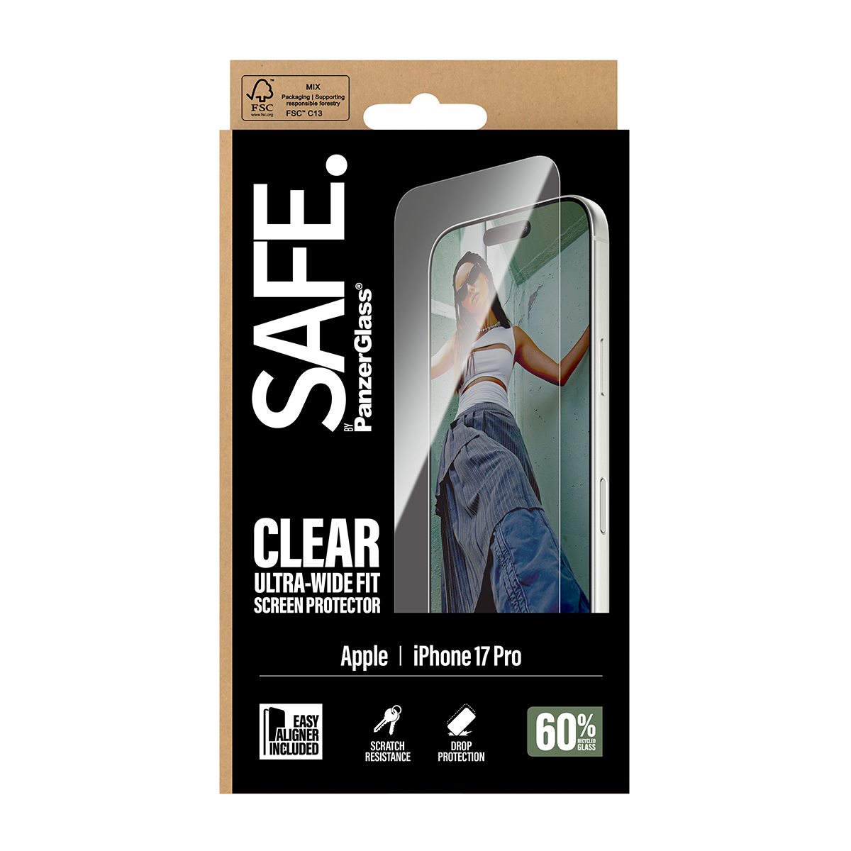 PanzerGlass SAFE. Screen Protector iPhone 17 Pro Ultra-Wide Fit w. EasyAligner