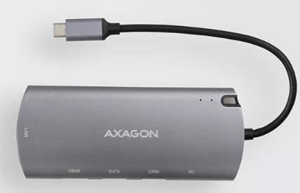 Axagon HMC-6M2 replicatore di porte e docking station per laptop USB 3.2 Gen 1 (3.1 Gen 1) Type-C Alluminio