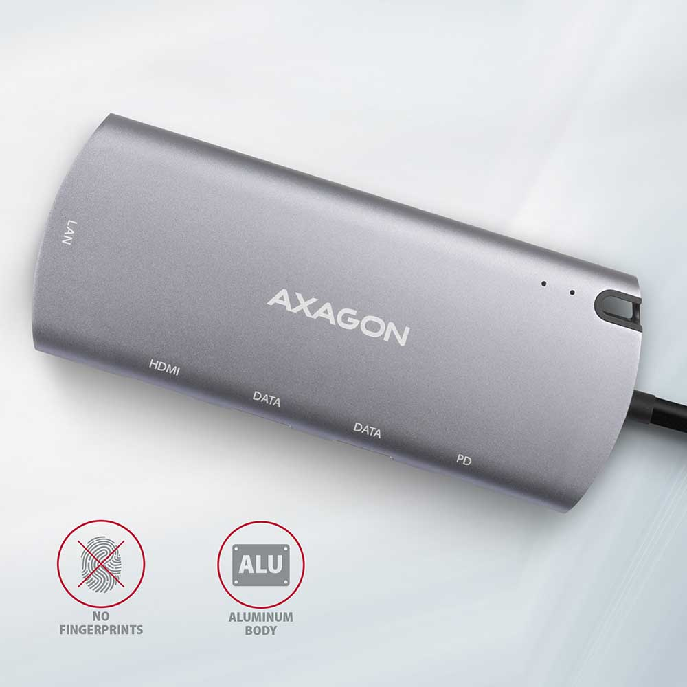 Axagon HMC-6M2 replicatore di porte e docking station per laptop USB 3.2 Gen 1 (3.1 Gen 1) Type-C Alluminio