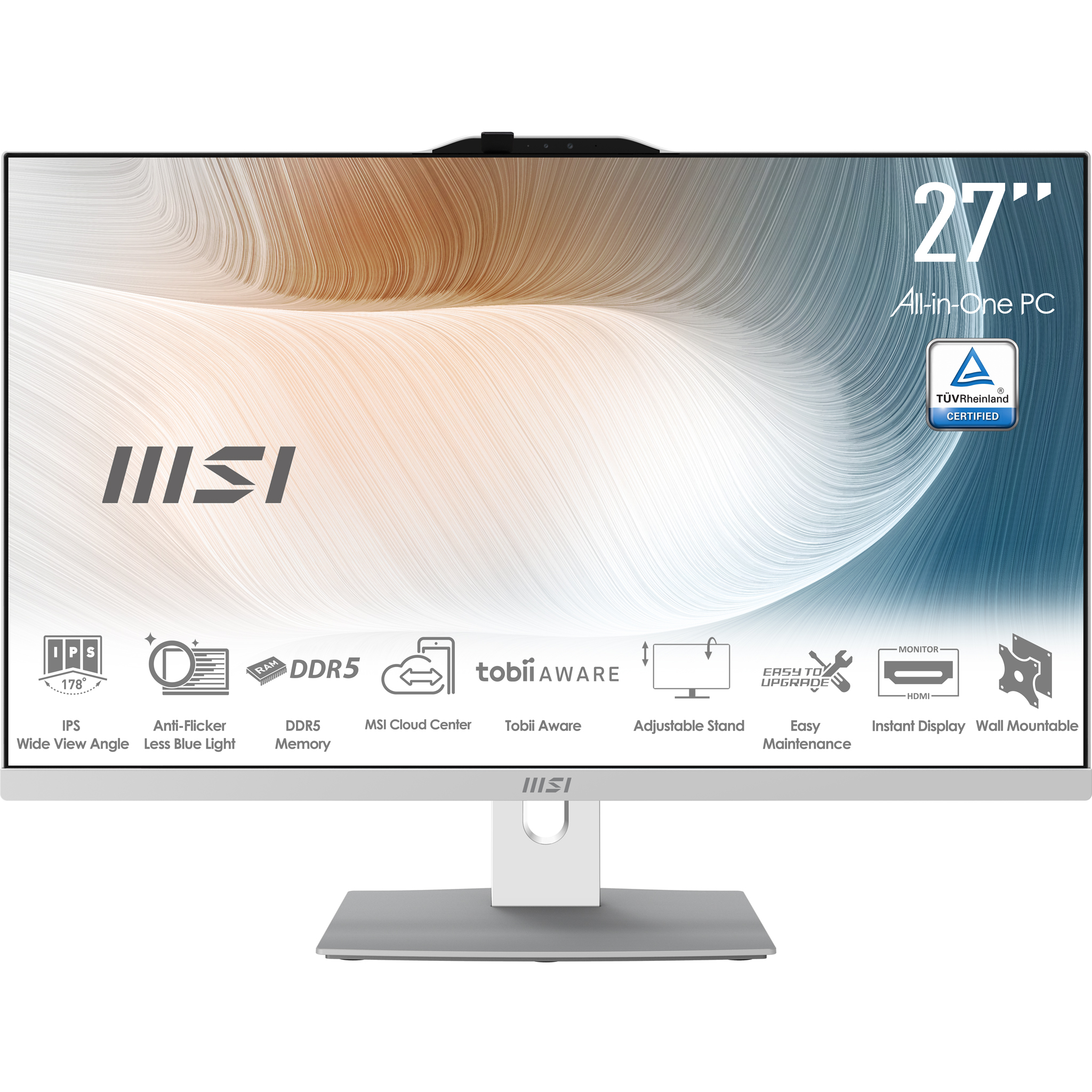 MSI Modern AM272P 1M-1289DE Intel Core 7 150U 68.6 cm (27) 1920 x 1080 pixels All-in-One PC 16 GB DDR5-SDRAM 512 GB SSD Windows 11 Home Wi-Fi 6E (802.11ax) White