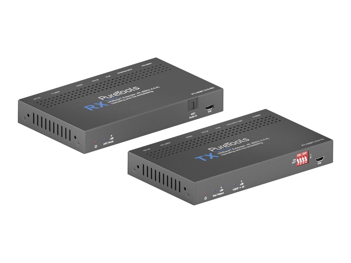 PureTools PT-HDBT-210 moltiplicatore AV Trasmettitore e ricevitore AV Nero