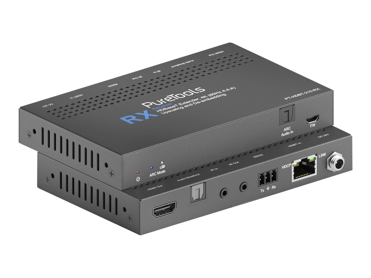 PureTools PT-HDBT-210 AV extender AV transmitter & receiver Black