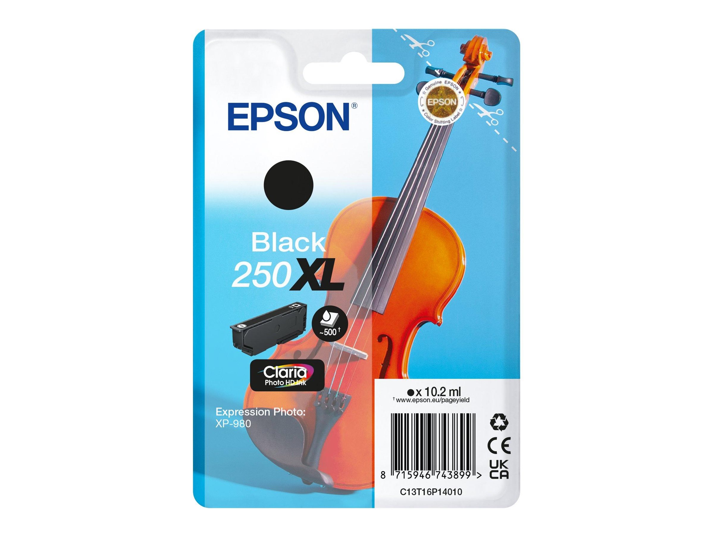 Epson 250XLViolin Claria Photo HD cartucho de tinta 1 pieza(s) Original Alto rendimiento (XL) Negro