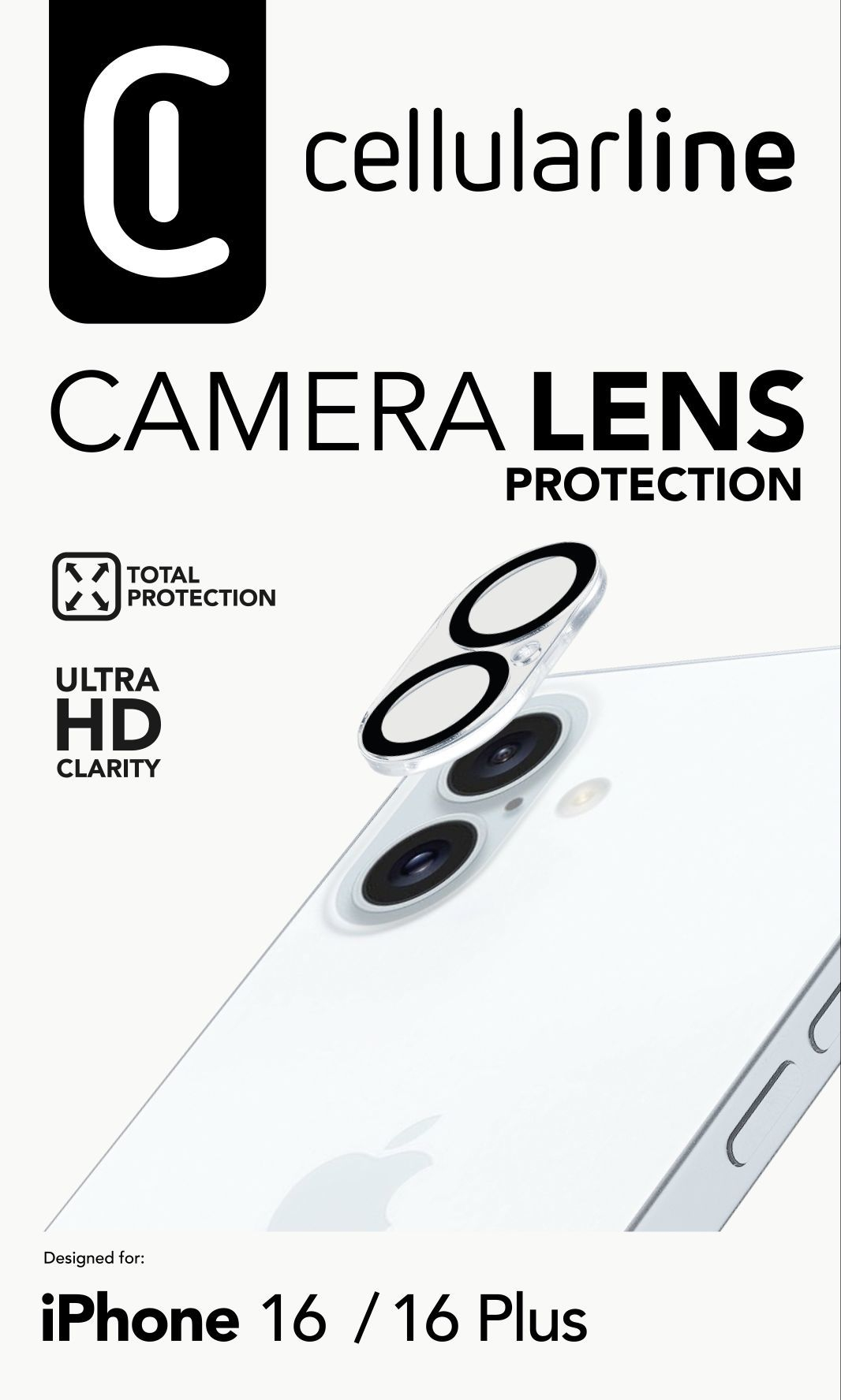 Cellularline Camera Lens Protection iPhone 16 16 Plus Clear