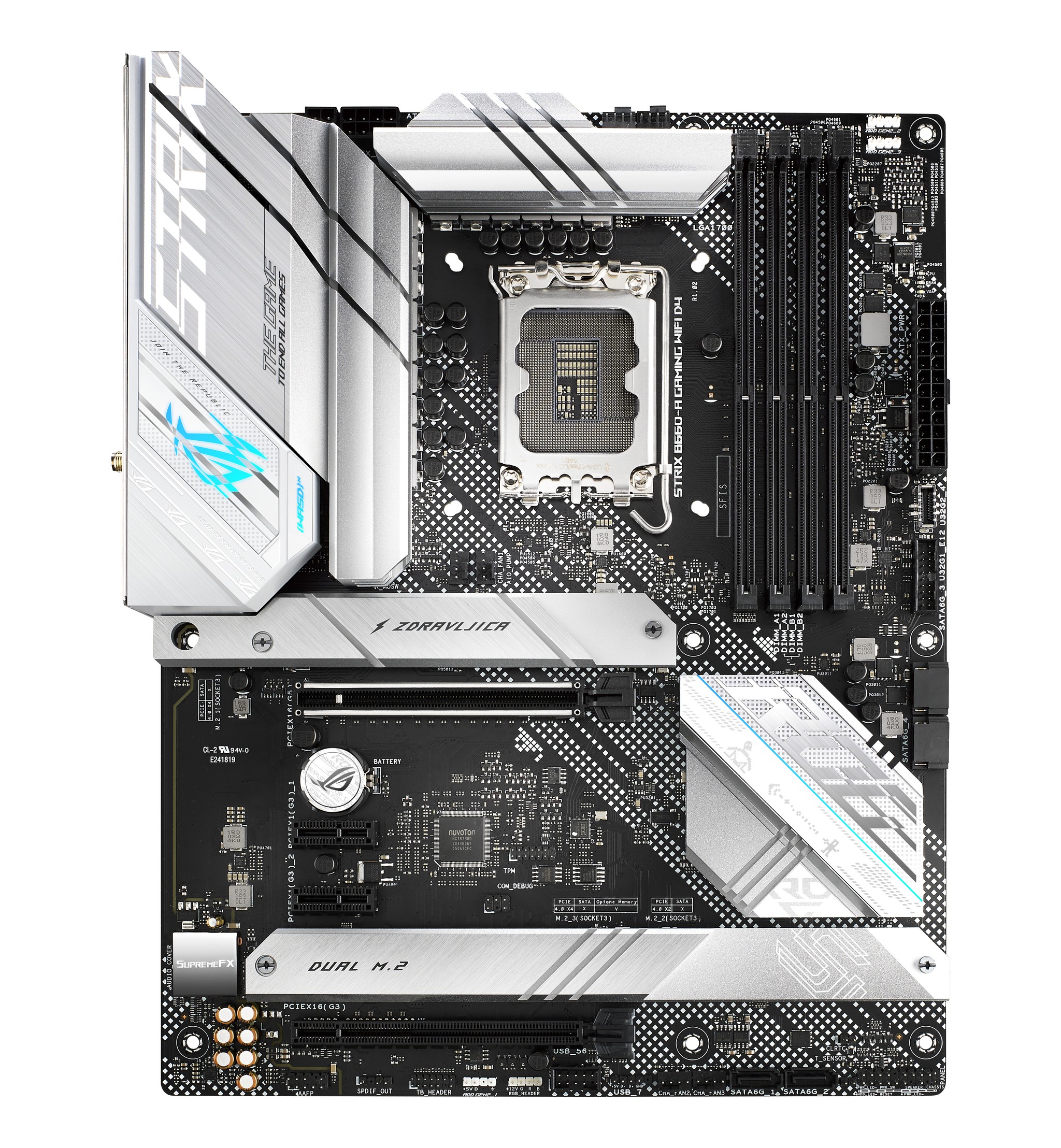 ASUS ROG STRIX B660-A GAMING WIFI D4 - Motherboard - ATX - LGA1700-Sockel - B660 Chipsatz - USB-C Gen2, USB-C Gen1, USB 3.2 Gen 1, USB 3.2 Gen 2, USB-C Gen 2x2 - 2.5 Gigabit LAN, Wi-Fi 6, Bluetooth - Onboard-Grafik (CPU erforderlich)