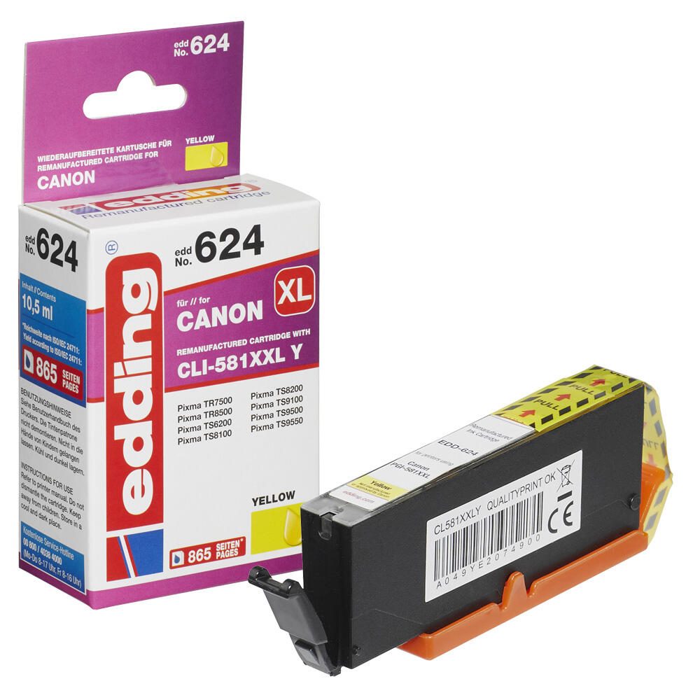 EDDING EDD-624 gelb Tintenpatrone ersetzt Canon CLI-581XXL Y