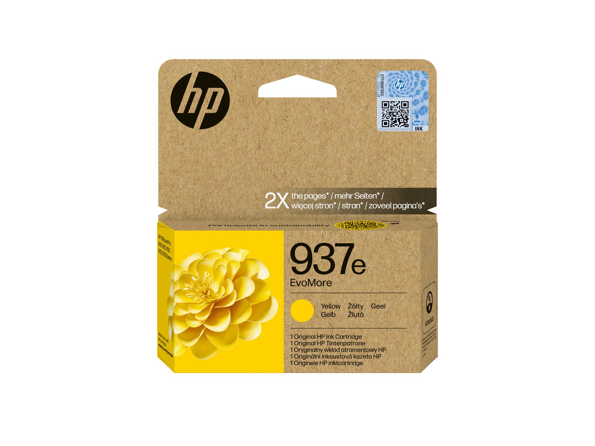 HP 937e EvoMore Yellow Original Ink Cartridge