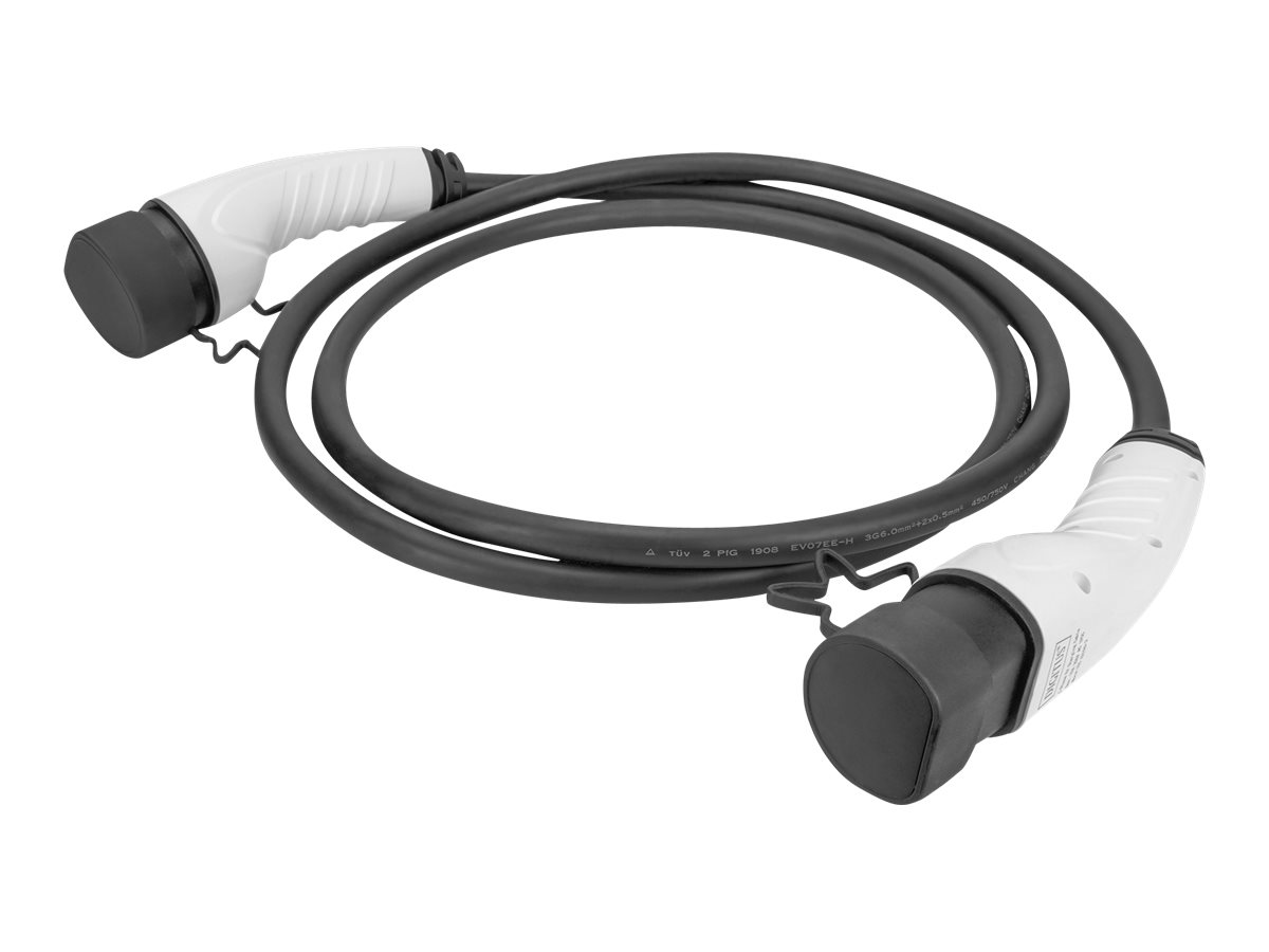 DIGITUS KFZ-Ladekabel fr Elektroautos & PHEV 5 m Typ 2 auf Typ 2 Mode 3 3-Phasig 32 A 22 kW Schwarz