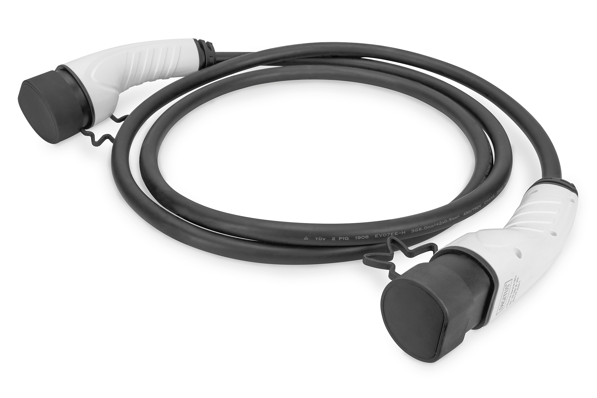 DIGITUS KFZ-Ladekabel fr Elektroautos & PHEV 5 m Typ 2 auf Typ 2 Mode 3 3-Phasig 32 A 22 kW Schwarz