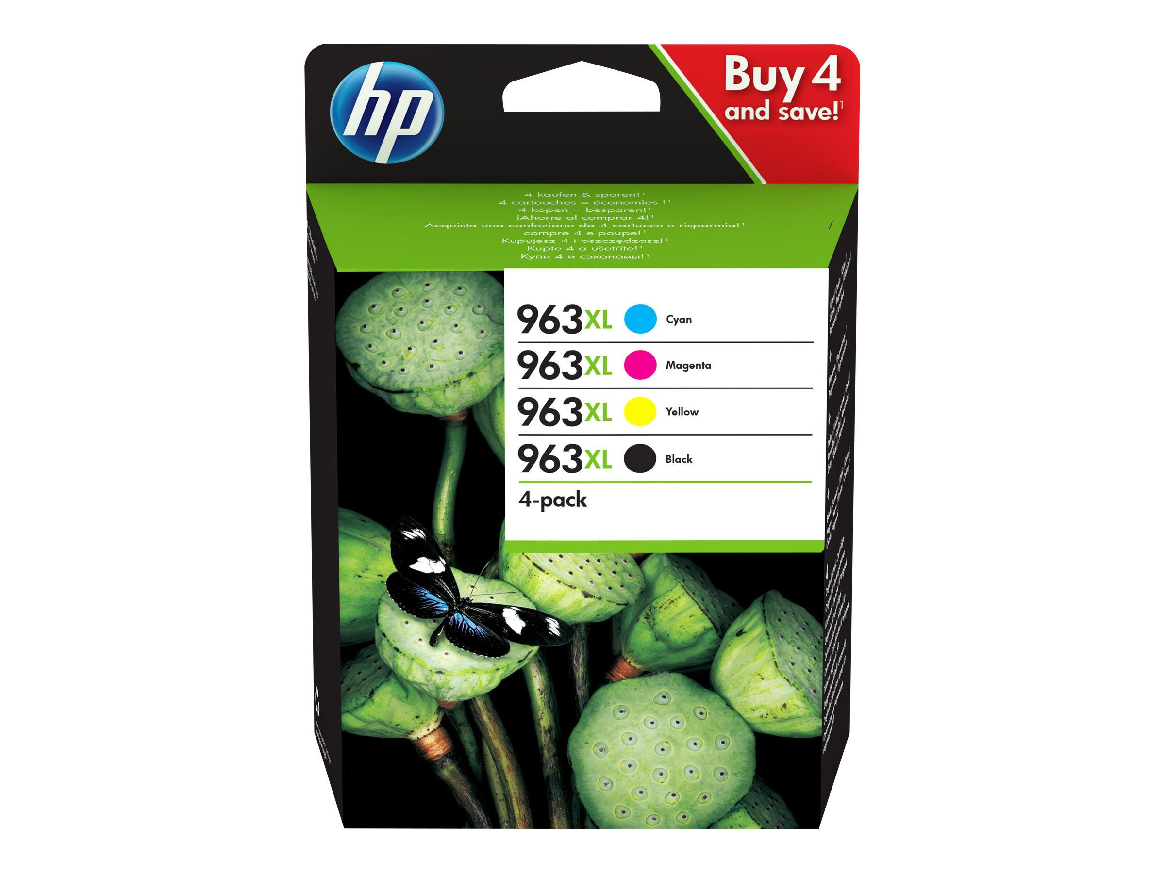 HP 963XL 4-pack High Yield Black/Cyan/Magenta/Yellow Original Ink Cartridges ink cartridge 4 pc(s) High (XL) Yield Black, Cyan, Magenta, Yellow