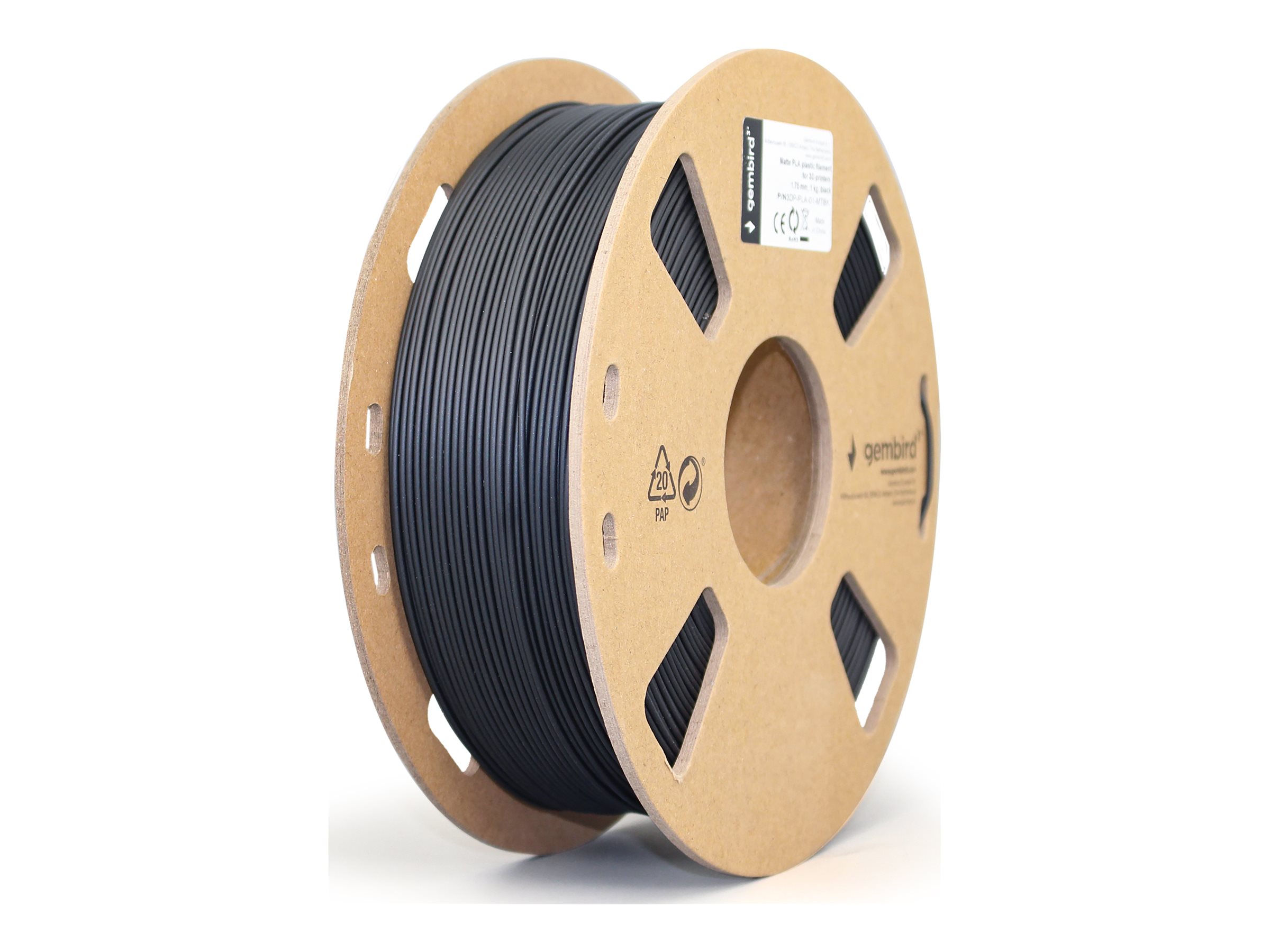 Gembird Mattschwarz - 1 kg - 340 m - Farb-Box - PLA-Filament (3D)