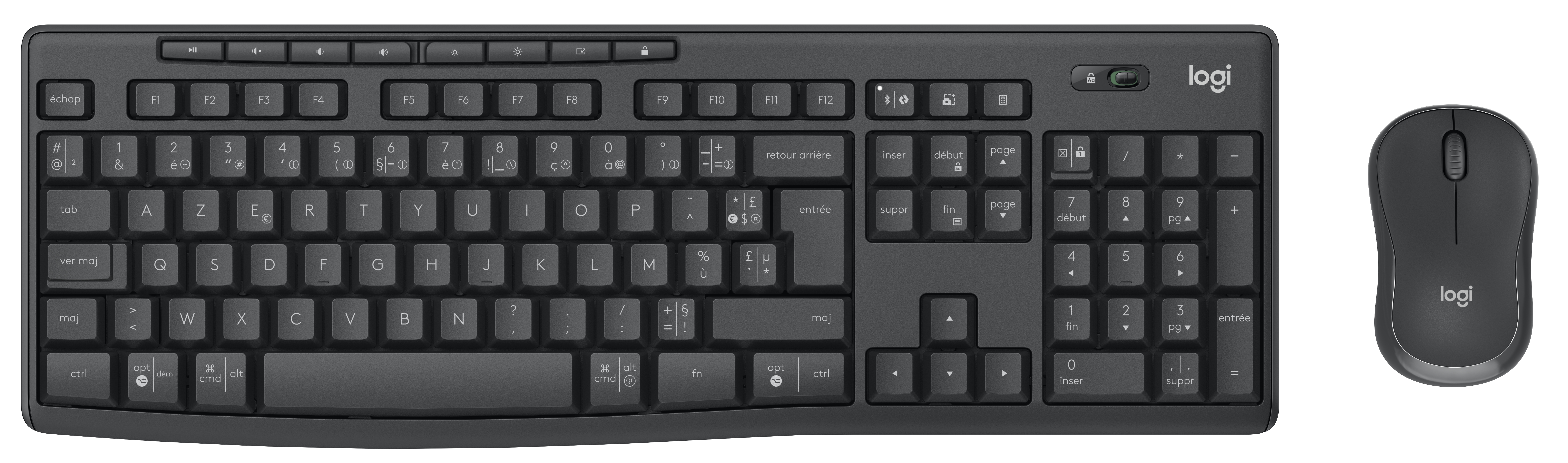 Logitech 920-012066  Logitech MK370 Combo for Business teclado Ratón  incluido RF Wireless + Bluetooth AZERTY Francés Grafito