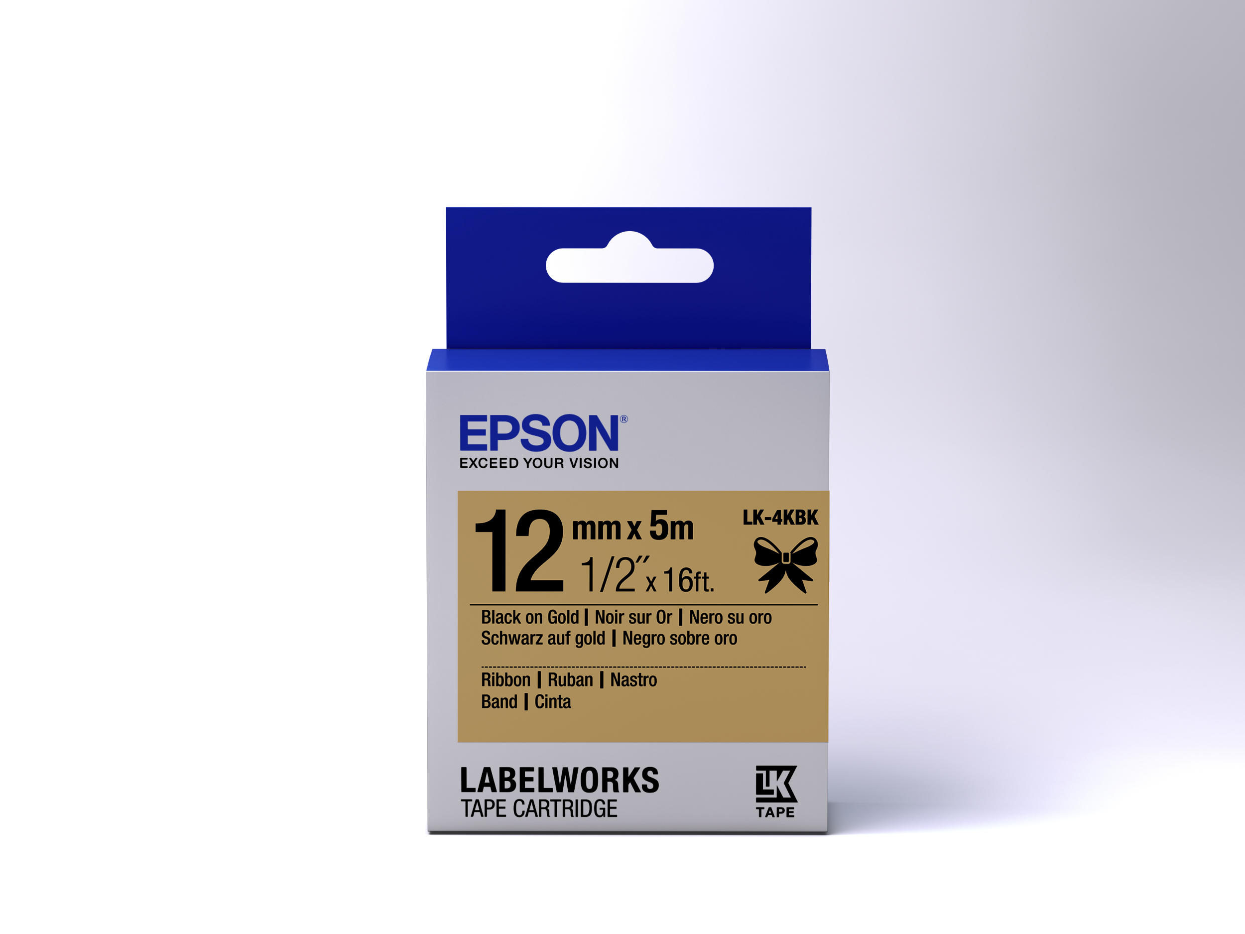 Epson Label Cartridge Satin Ribbon LK-4KBK Black/Gold 12mm (5m)