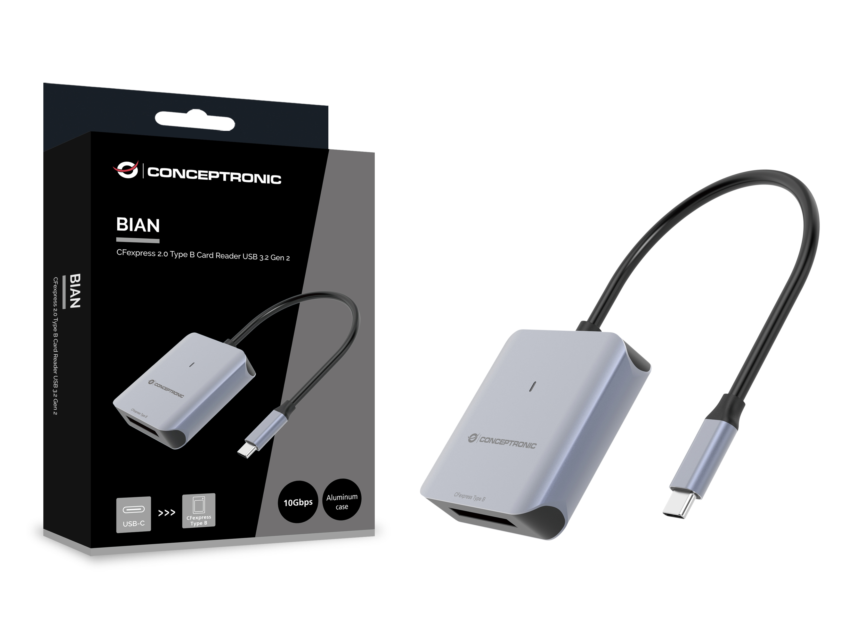 Conceptronic BIAN08G CFexpress 2.0 Type B Card Reader USB 3.2 Gen 2