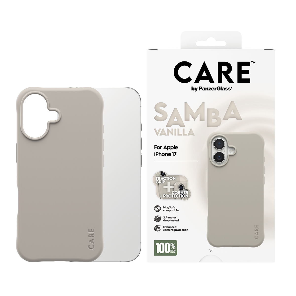 PanzerGlass CARE by � Fashionable Case Samba Vanilla w. MagSafe iPhone 17 custodia per cellulare Cover Beige