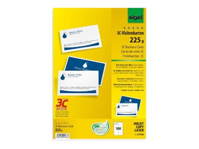 Sigel Business Card 3C LP850 - Glatter Satin - beschichtet - hochwei - 85 x 55 mm - 225 g/m - 100 Karte(n) (10 Bogen x 10)