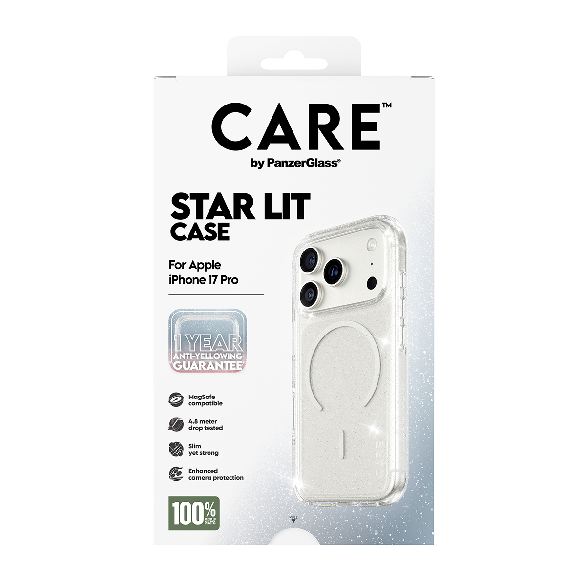 PanzerGlass CARE by � Flagship Case Urban Explorer Star Lit w. White MagSafe iPhone 17 Pro coque de protection pour t�l�phones portables Housse Transparent