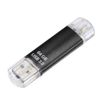 Hama Laeta Twin, 64GB lecteur USB flash 64 Go USB Type-A / Micro-USB 3.2 Gen 1 (3.1 Gen 1) Noir